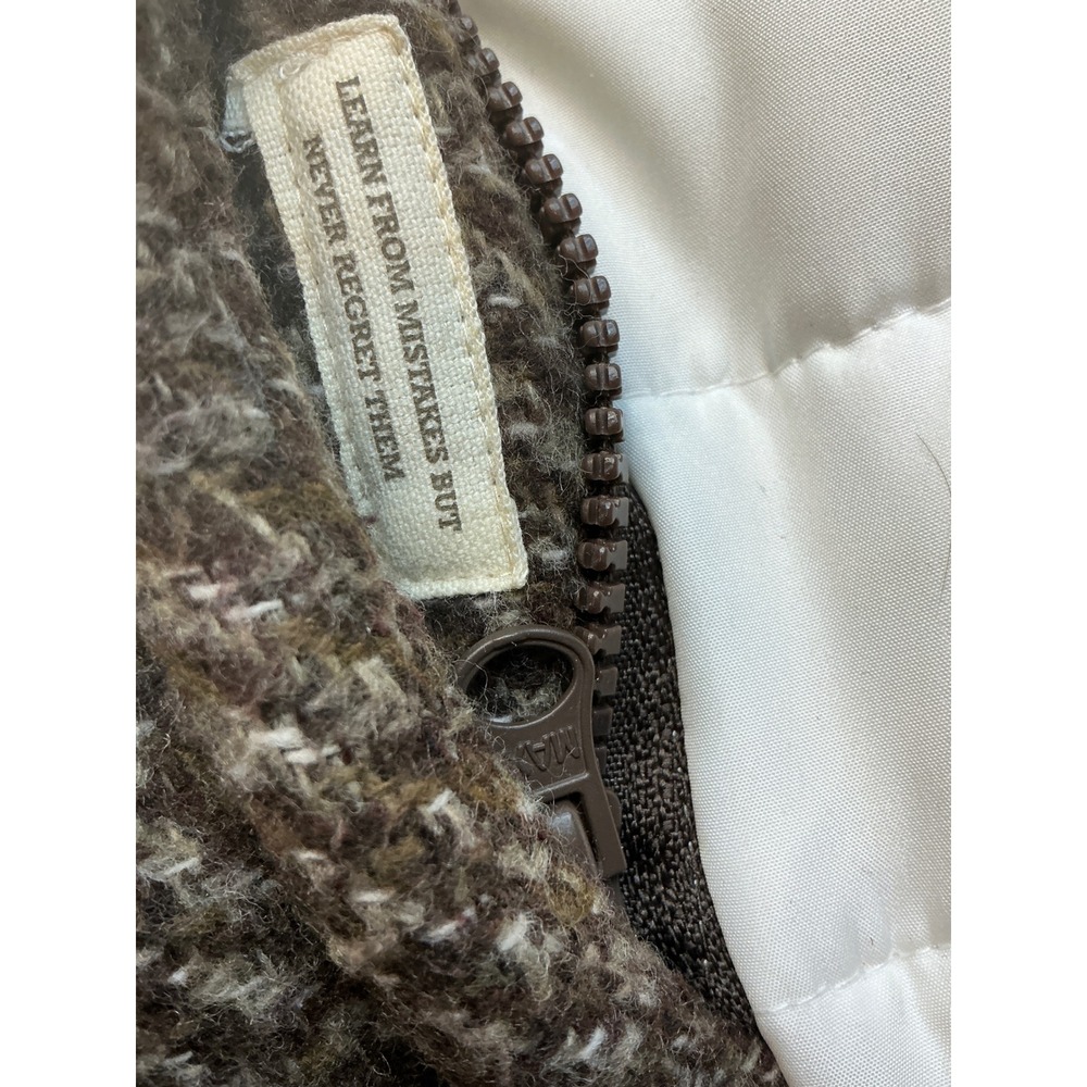 Puffer Vest Mixed Media Tweed Ruff Hewn Wool Blend Brown White Casual - Picture 14 of 16